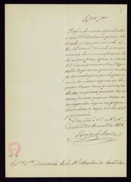 Carta de José de la Revilla al secretario [Manuel Bretón de los Herreros] en la que agradece a la...