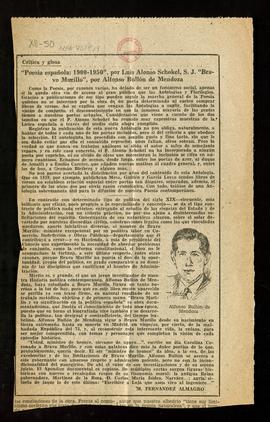 Poesía española: 1900-1950, por Luis Alonso Schokel, S. J. Bravo Murillo, por Alfonso Bullón de M...