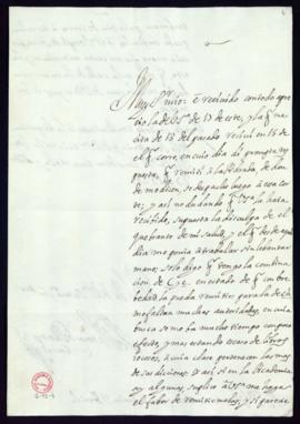 Carta de Tomás de Montes Corral a Vincencio Squarzafigo en la que anuncia que tiene preparada la ...