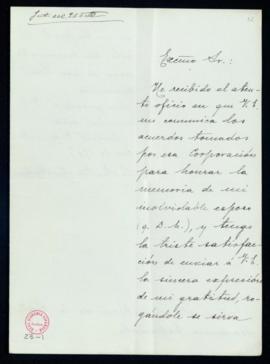 Carta de la marquesa de Pozo Rubio al secretario [Mariano Catalina] de agradecimiento a la Academ...