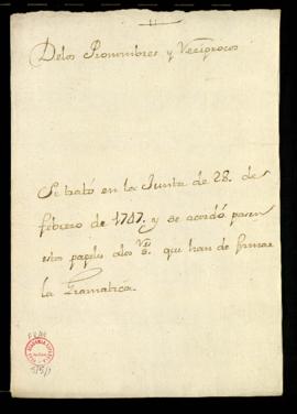 Acuerdo tomado en la junta de 28 de febrero de 1747 sobre los pronombres y recíprocos