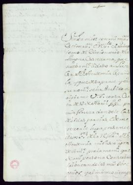 Carta del marqués de Arienzo a Vincencio Squarzafigo de agradecimiento por el envío del quinto to...
