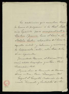 Propuesta de Adolphe Coster como académico correspondiente extranjero en Chartres