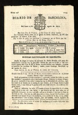 Diario de Barcelona de 25 de agosto de 1817