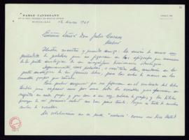 Carta de Pablo Cavestany a Julio Casares con la que envía una nueva remesa de vocablos que no fig...