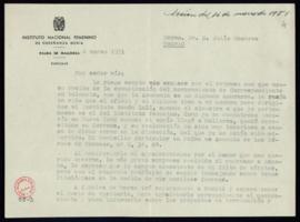 Carta de Manuel Sanchis Guarner a Julio Casares en la que acusa recibo de su nombramiento como ac...