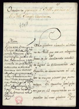 Copia manuscrita de la oración de pésame al rey [Fernando VI por el fallecimiento de Felipe V] qu...