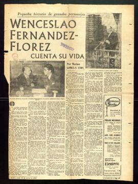 Recorte de prensa de la primera entrega de la entrevista Wenceslao Fernández Flórez cuenta su vid...