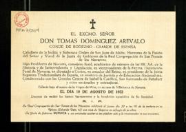 Esquela de Tomás Domínguez Arevalo, conde de Rodezno