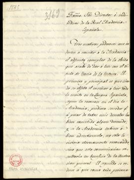 Carta de María Soledad Pastrana al director [el duque de San Carlos] con la que remite la obra de...