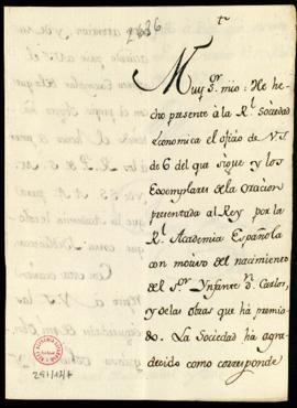 Carta de José Faustino Medina a Manuel de Lardizábal y Uribe en la que agradece el envío para la ...