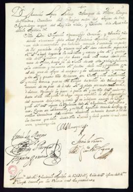 Orden del marqués de Villena del libramiento a favor de José Casani de 1172 reales y 4 maravedís ...