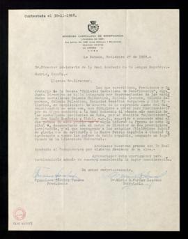 Carta de Francisco Sánchez Tamame y Mario D. Farias Lazcano, presidente y secretario de la Socied...