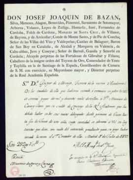Libramiento de 2200 reales de vellón a favor de Mauricio de Cano y Llano por su sueldo de conserje
