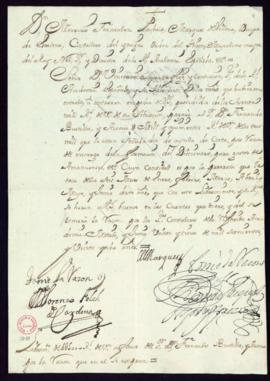 Orden del marqués de Villena de libramiento a favor de Fernando de Bustillo y Azcona de 1500 real...