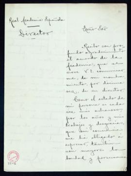 Carta de Juan de la Pezuela al secretario [Mariano Catalina] de agradecimiento a la Academia por ...