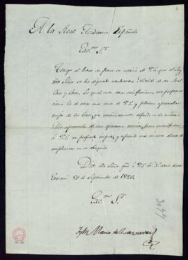 Carta de José María de Zuaznávar [al director, José Miguel de Carvajal] en la que comunica su nom...