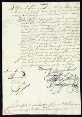 Orden del marqués de Villena de libramiento a favor de Pedro Serrano Varona de 1102 reales y 12 m...