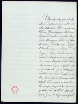 Carta de Francisco A. Commelerán al secretario [Manuel Tamayo y Baus] en la que expresa su agrade...