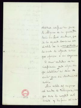 Carta de Adolfo de Castro al secretario [Antonio María Segovia] en la que anuncia que, en prueba ...
