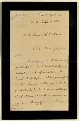 Carta de Antonio Aguilar y Cano a Francisco Rodríguez Marín en la que le recuerda sus méritos lit...