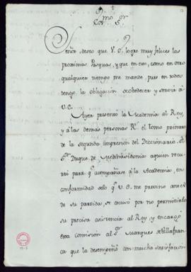 Minuta de la carta del secretario [Francisco Antonio de Angulo] al duque de Alba en la que le inf...