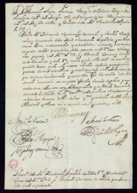 Orden del marqués de Villena del libramiento a favor de Antonio Ventura de Prado de 210 reales y ...