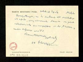 Carta de Ramón Menéndez Pidal a Melchor Fernández Almagro en la que le dice que se ha enterado de...