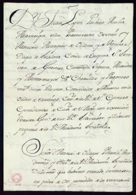 Orden del marqués de Villena del libramiento a favor de Blas Ortiz de 550 reales de vellón