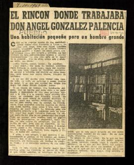 El rincón donde trabajaba don Ángel González Palencia