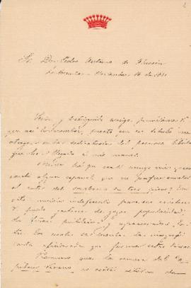 Carta de Emilia Pardo Bazán a Pedro Antonio de Alarcón en la que se declara su admiradora y le ag...
