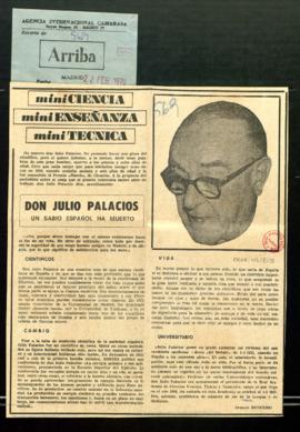 Don Julio Palacios, un sabio español ha muerto, por Octavio Roncero