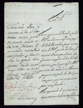Carta de Vincencio Squarzafigo al conde de Aguilar en la que le avisa de que las dos letras que e...