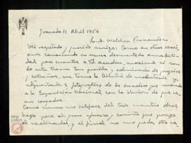 Carta de Francisco Carrasco Díaz a Melchor Fernández Almagro con la que le envía las fotografías ...