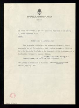 Carta de Avelino Herrero Mayor, presidente de la comisión de Enseñanza y Moralidad del Idioma del...