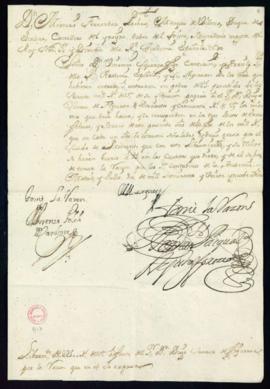 Orden del marqués de Villena de libramiento a favor de Diego Suárez de Figueroa de 250 reales por...