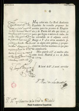 Carta de Manuel de Lardizábal [y Uribe] al rector y el claustro de la Universidad de Valladolid c...