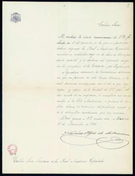 Carta de Narciso [Martínez Izquierdo], obispo de Salamaca, al secretario [Manuel Tamayo y Baus] e...