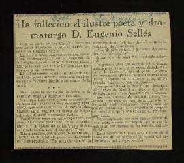 Recorte del diario La Nación de 12 de octubre de 1926, con la noticia del fallecimiento de Eugeni...