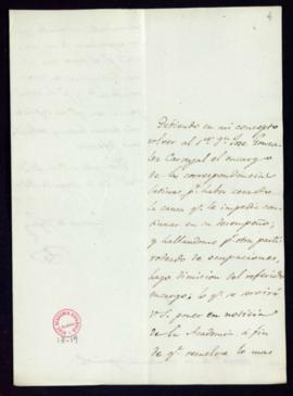Carta de Eugenio de Tapia al secretario [Francisco Antonio González] en la que dimite del encargo...