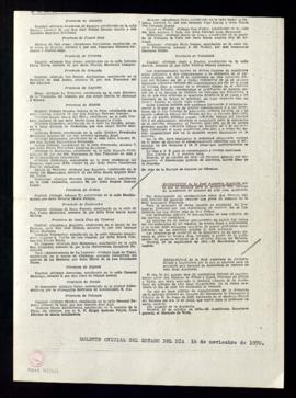 Fotocopia de la página del Boletín Oficial del Estado del día 16 de noviembre de 1970 en la que a...