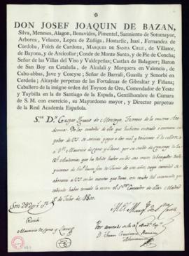 Libramiento de 2200 reales de vellón a favor de Mauricio de Cano y Llano por su sueldo de conserje