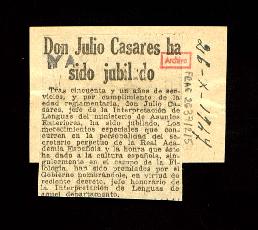 Don Julio Casares ha sido jubilado