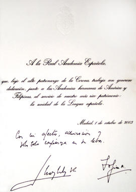 Primera página del libro de firmas de la Real Academia Española