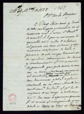 Minuta de la carta [de Francisco Antonio González] a Charles Pougens por la que transmite el agra...