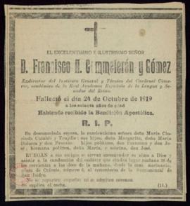 Recorte de prensa de la esquela de Francisco A. Commelerán y Gómez
