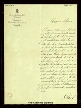 Carta de Francisco Zarandona [de la comisión del traslado de los restos de Zorrilla a Valladolid]...