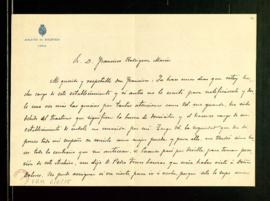 Carta de Antonio Alcalá Venceslada a Francisco Rodríguez Marín en la que le comunica  que ha toma...