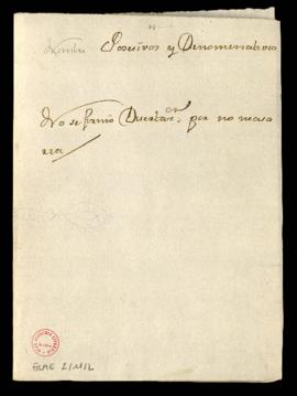 Acuerdo tomado [en la junta de 20 de noviembre de 1742] sobre los nombres posesivos y denominativos