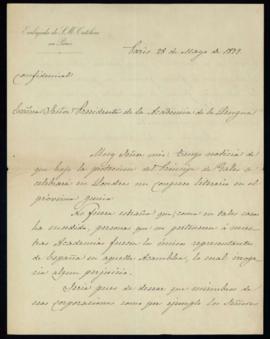 Carta del marqués de Molins al director [el conde de Cheste] en la que propone que algunos miembr...